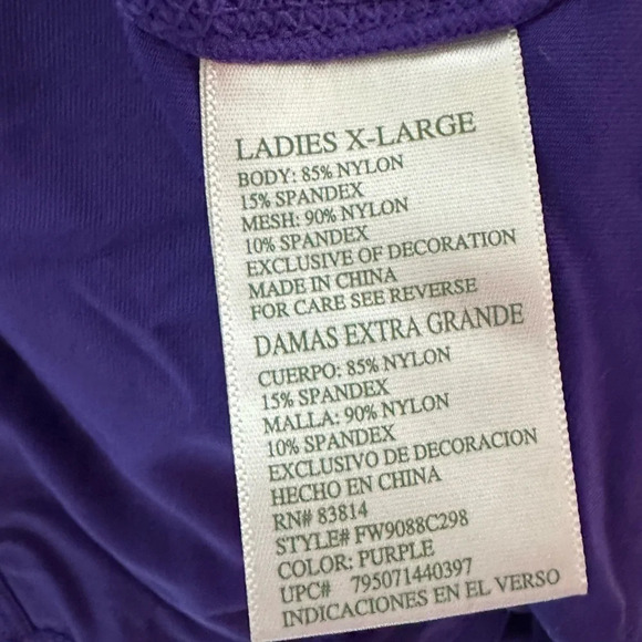 Tangerine‎ XL purple 1/4 zip performance pull over athletic top with thumb holes - Picture 7 of 8